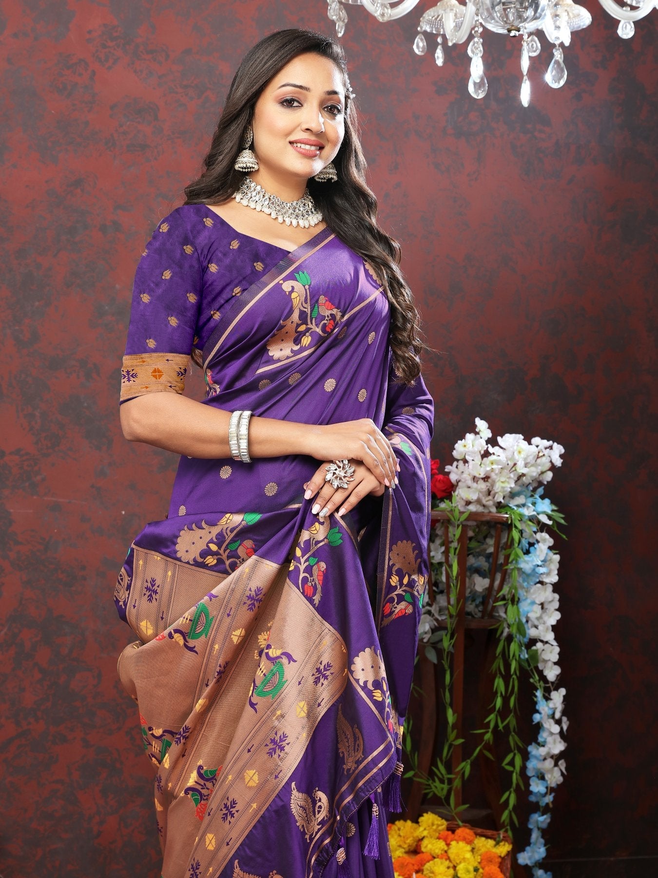 Entrancing Purple Paithani Silk Saree With Majesty Blouse Piece