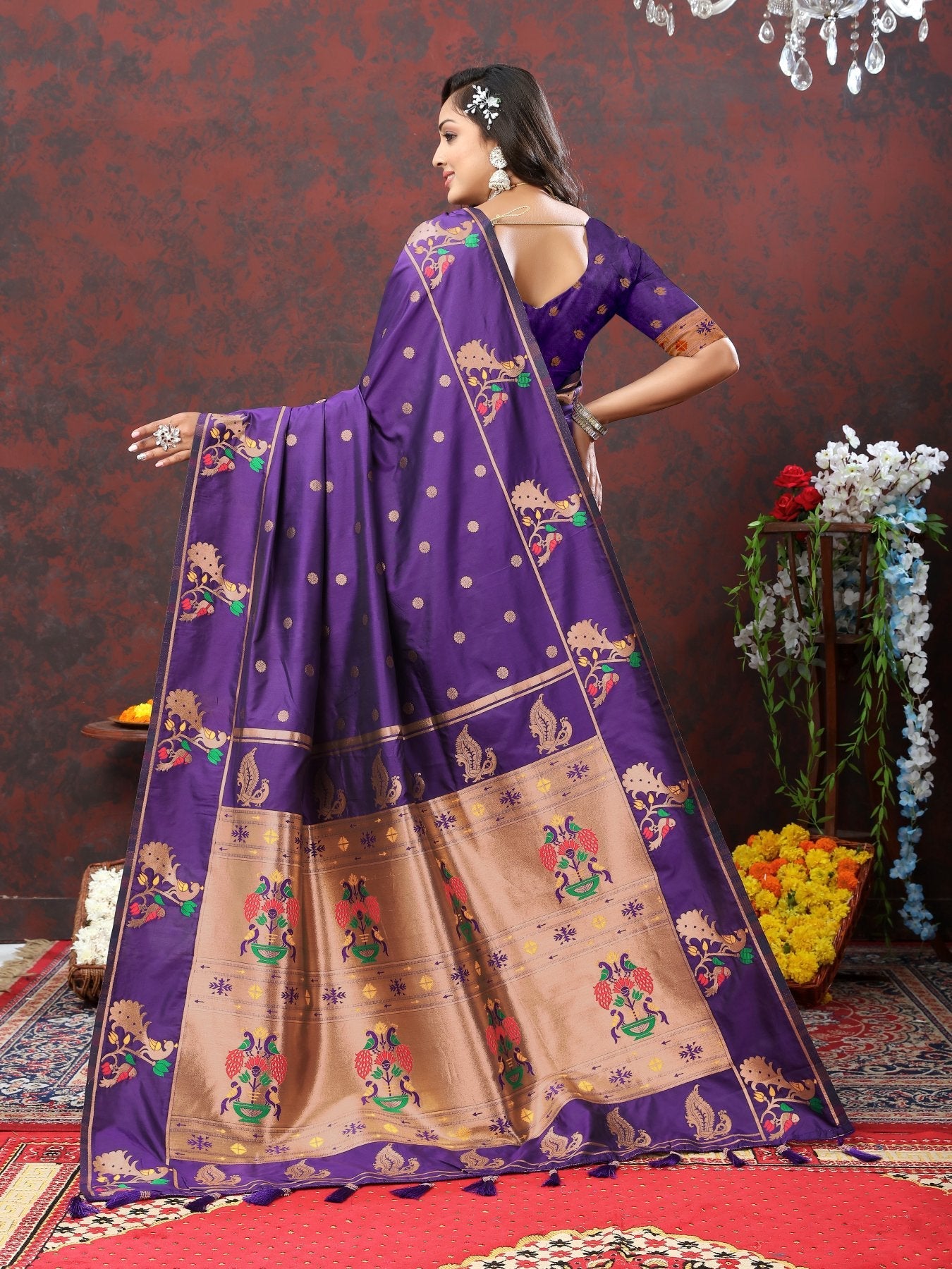 Entrancing Purple Paithani Silk Saree With Majesty Blouse Piece