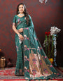 Inspiring Rama Paithani Silk Saree With Exceptional Blouse Piece