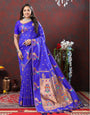 Designer Royal Blue Paithani Silk Saree With Preferable Blouse Piece