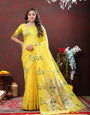 Fairytale Lemon Paithani Silk Saree With Mesmeric Blouse Piece