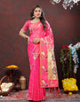 Jazzy Light Pink Paithani Silk Saree With Flameboyant Blouse Piece