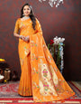 An insanely Orange Paithani Silk Saree With Blissful Blouse Piece