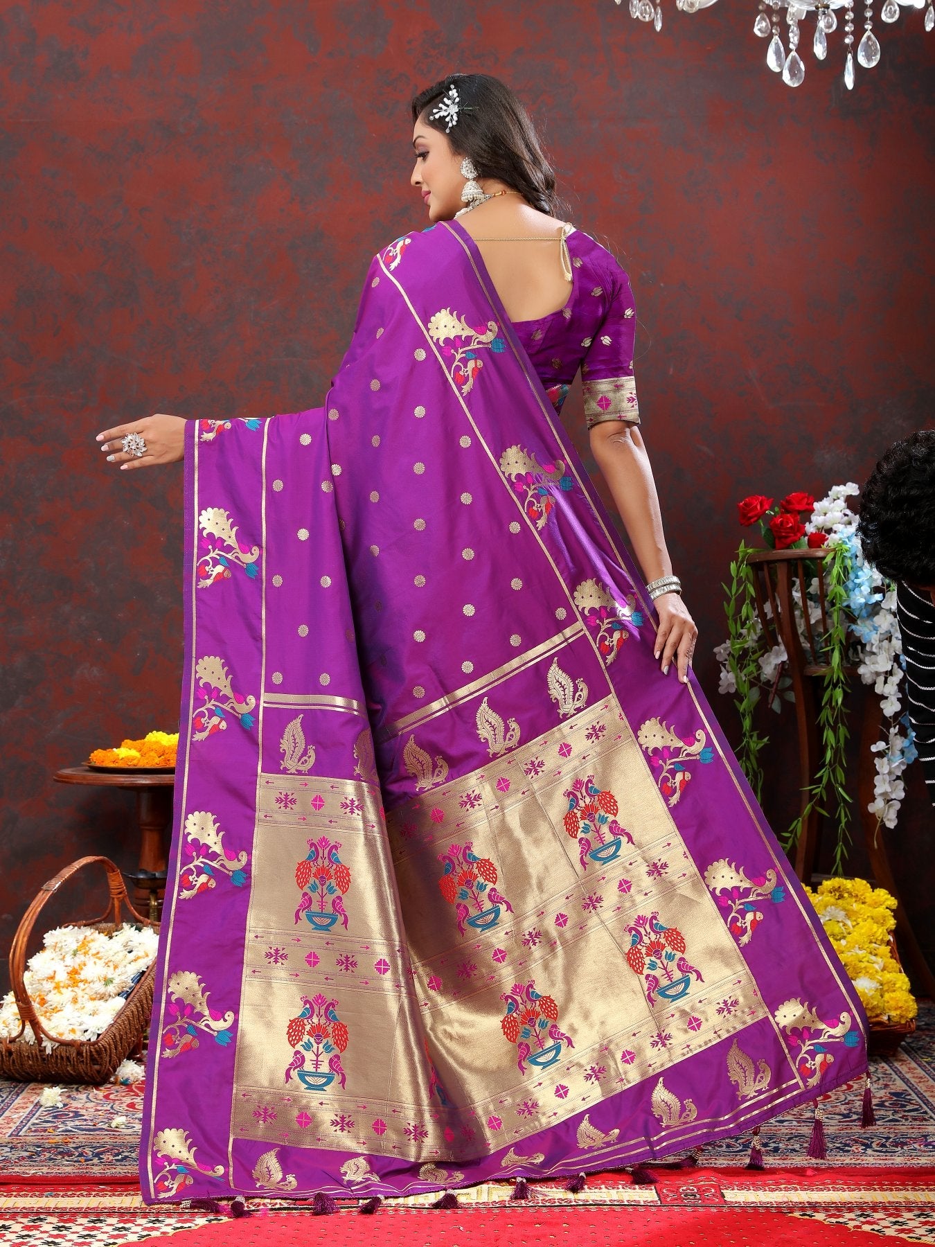 Classic Purple Paithani Silk Saree With Preferable Blouse Piece