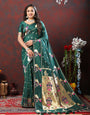 A glam Rama Paithani Silk Saree With Pleasant Blouse Piece