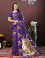 Exquisite Violet Paithani Silk Saree With Flameboyant Blouse Piece