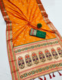 Glorious Orange Paithani Silk Saree With Hypnotic Blouse Piece