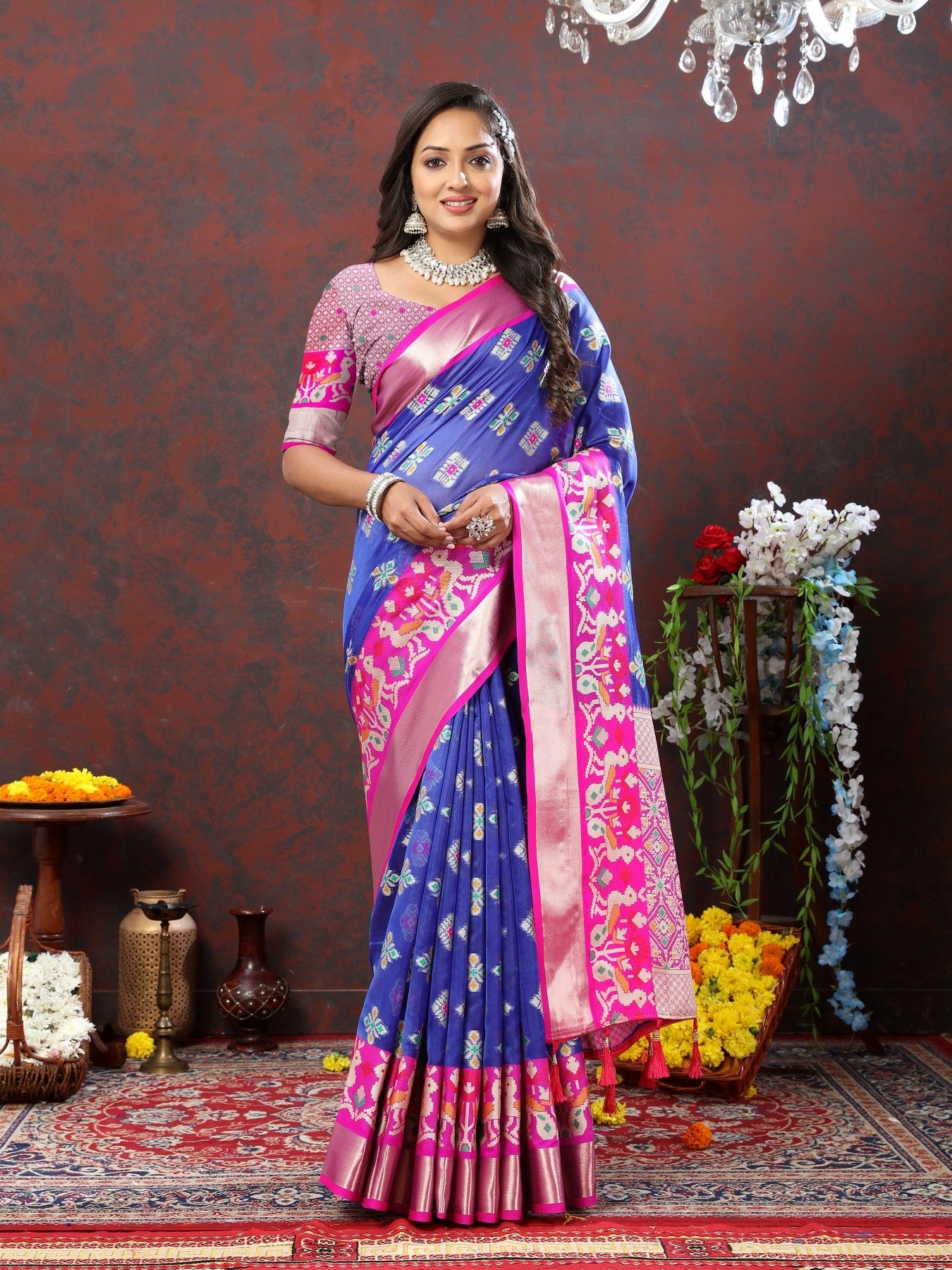 Pleasant Blue Organza Silk Saree With Breathtaking Blouse Piece