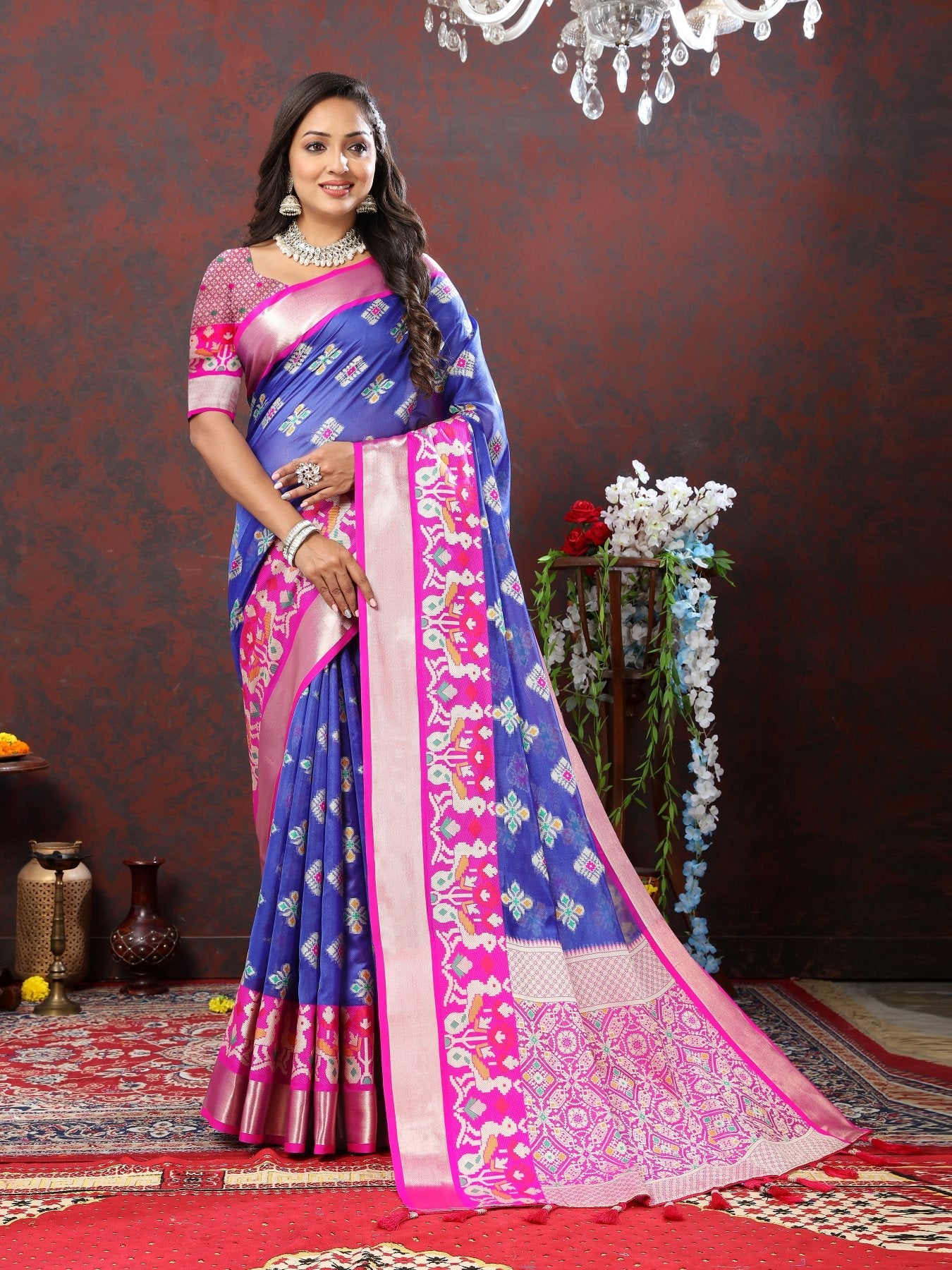 Pleasant Blue Organza Silk Saree With Breathtaking Blouse Piece