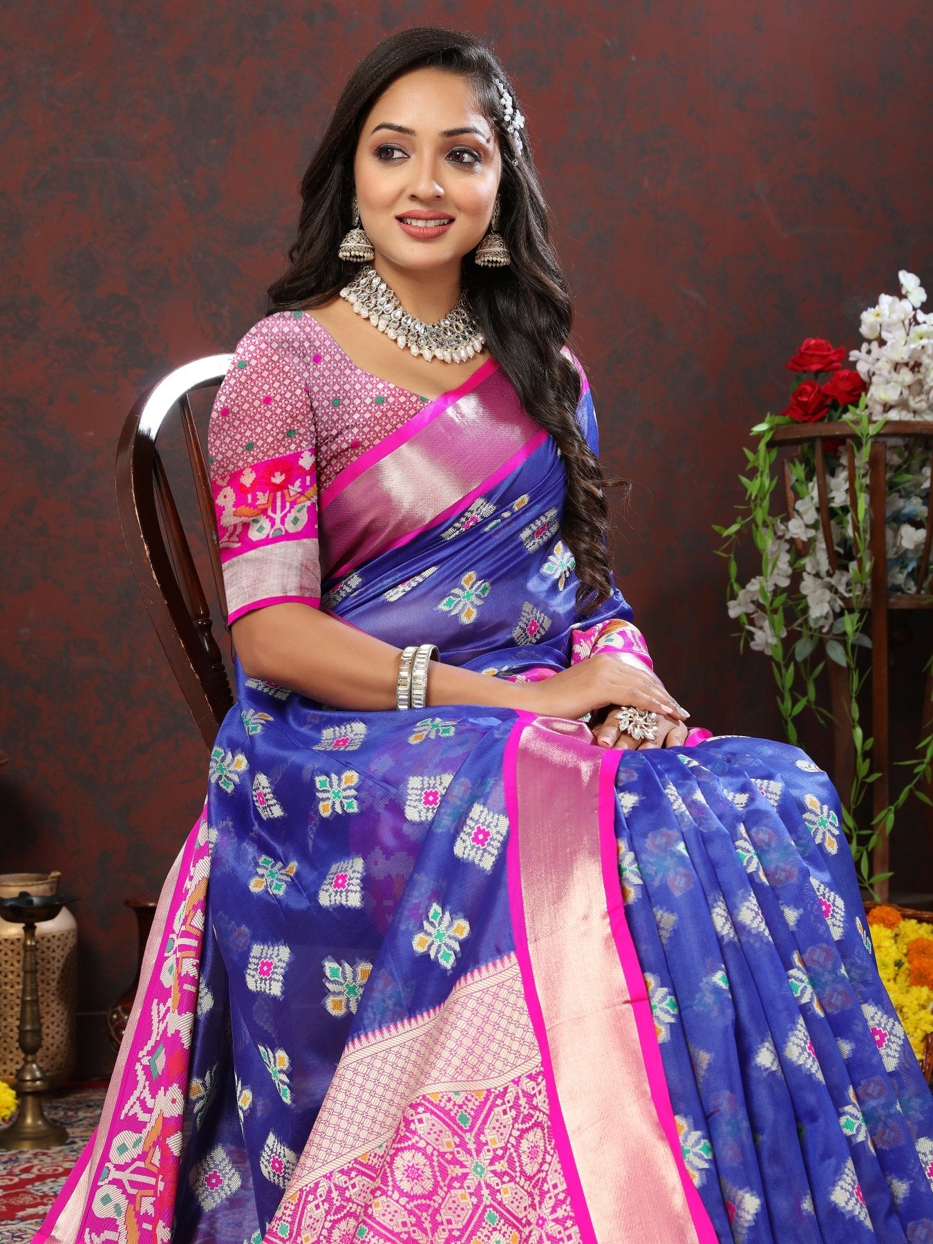 Pleasant Blue Organza Silk Saree With Breathtaking Blouse Piece