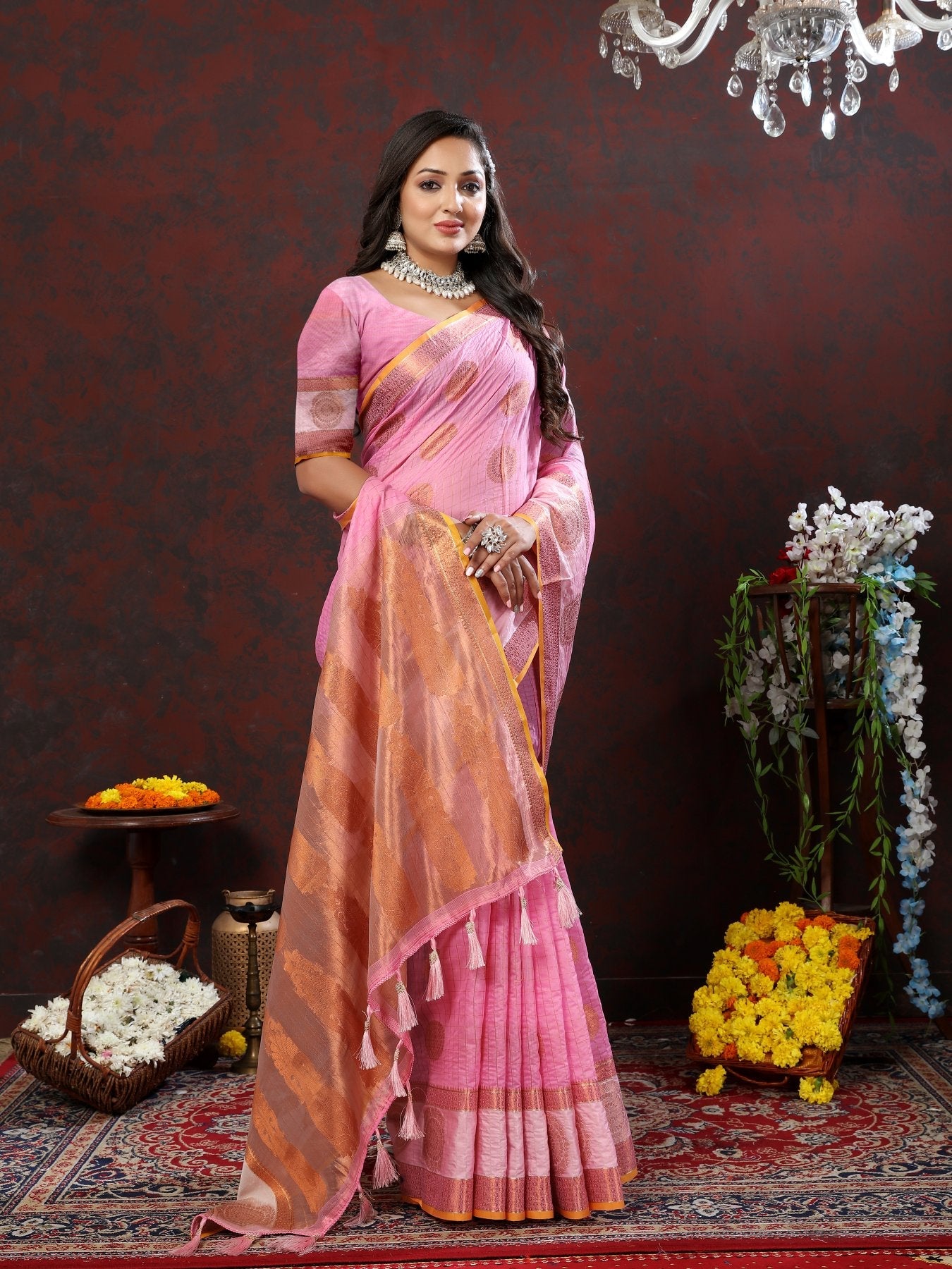 Exceptional Pink Cotton Silk Saree With Surpassing Blouse Piece