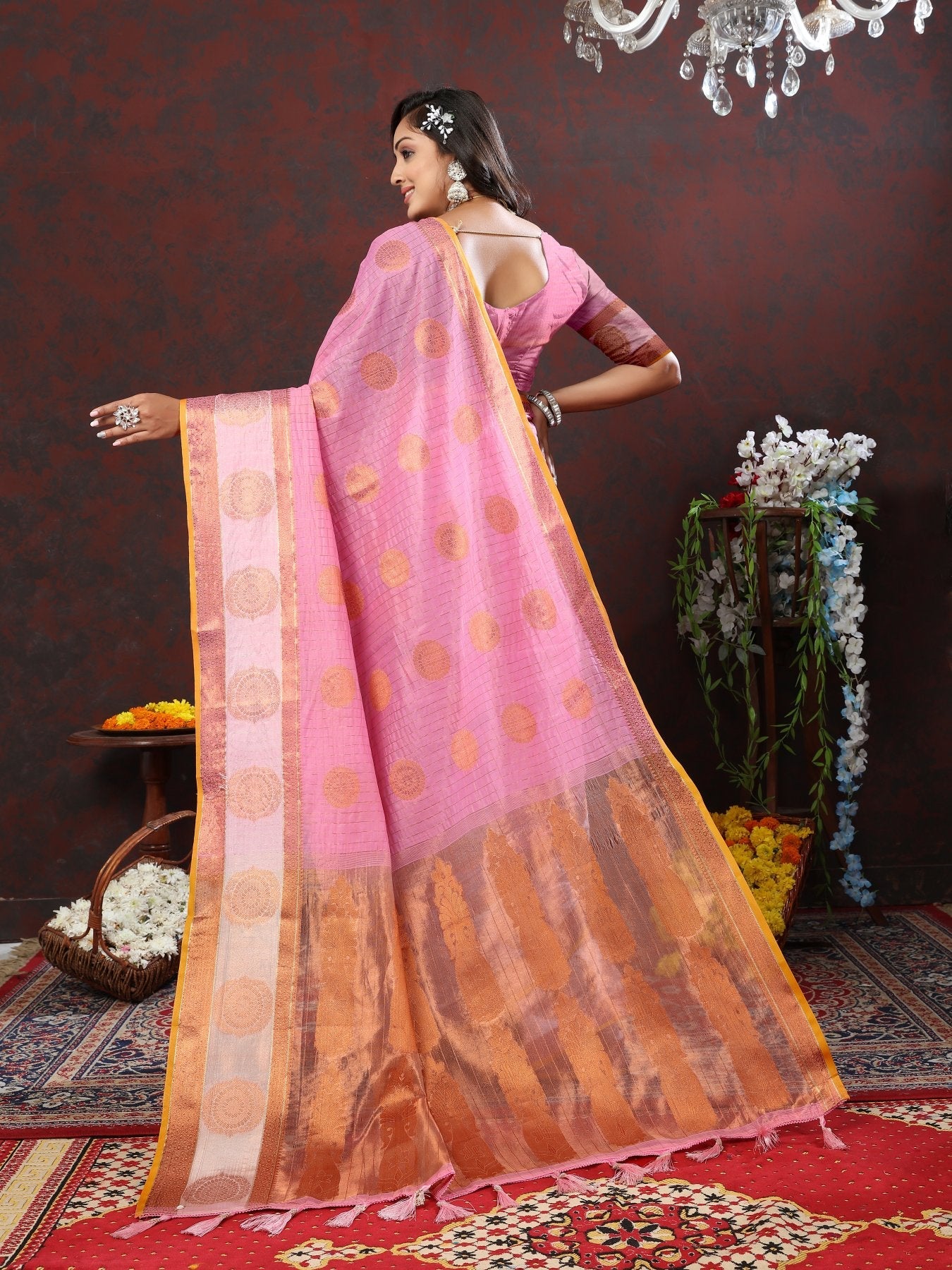 Exceptional Pink Cotton Silk Saree With Surpassing Blouse Piece