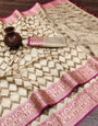 Intricate Beige Soft Banarasi Silk Saree With Mesmeric Blouse Piece