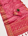 Cynosure Dark Pink Soft Banarasi Silk Saree With Diaphanous Blouse Piece