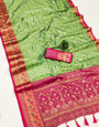 Dazzling Green Soft Banarasi Silk Saree With Breathtaking Blouse Piece