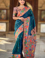 Demesne Rama Paithani Silk Saree With Adoring Blouse Piece