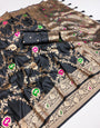 Classy Black Soft Banarasi Silk Saree With Energetic Blouse Piece