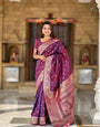 Glittering Wine Soft Banarasi Silk Saree With Improbable Blouse Piece