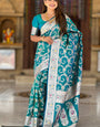 Ephemeral Rama Soft Banarasi Silk Saree With Desultory Blouse Piece