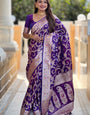 Devastating Royal Purple Soft Banarasi Silk Saree With Elaborate Blouse Piece