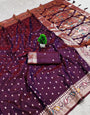 Smart Purple Soft Banarasi Silk Saree With Vibrant Blouse Piece