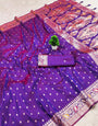 Proficient Royal Purple Soft Banarasi Silk Saree With Scrumptious Blouse Piece