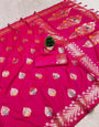 Vestigial Dark Pink Soft Banarasi Silk Saree With Unique Blouse Piece