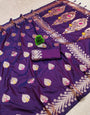 Nectarous Royal Purple Soft Banarasi Silk Saree With Exquisite Blouse Piece