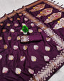Jazzy Wine Soft Banarasi Silk Saree With Innovative Blouse Piece