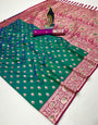 Pulsating Green Soft Banarasi Silk Saree With Opulent Blouse Piece