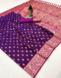 Flamboyant Purple Soft Banarasi Silk Saree With Breathtaking Blouse Piece