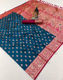 Enigmatic Rama Soft Banarasi Silk Saree With Nebula Blouse Piece