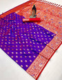 Outstanding Royal Purple Soft Banarasi Silk Saree With Flaunt Blouse Piece