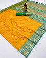 Improbable Yellow Soft Banarasi Silk Saree With Rhapsodic Blouse Piece