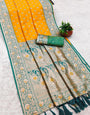 Admirable Yellow Soft Banarasi Silk Saree With Prominent Blouse Piece