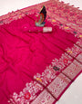 Prominent Dark Pink Soft Banarasi Silk Saree With Devastating Blouse Piece