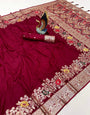 Confounding Maroon Soft Banarasi Silk Saree With Imbrication Blouse Piece