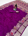 Charismatic Purple Soft Banarasi Silk Saree With Ornate Blouse Piece