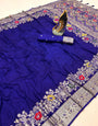Exquisite Royal Blue Soft Banarasi Silk Saree With Enamoring Blouse Piece
