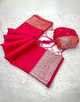 Splendiferous Dark Pink Soft Banarasi Silk Saree With Capricious Blouse Piece