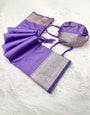 Improbable Lavender Soft Banarasi Silk Saree With Rhapsodic Blouse Piece