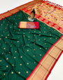 Classy Dark Green Paithani Silk Saree With Allure Blouse Piece