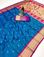 Dulcet Firozi Paithani Silk Saree With Super classy Blouse Piece