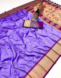 Opulent Lavender Paithani Silk Saree With Groovy Blouse Piece