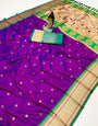 Improbable Purple Paithani Silk Saree With Precious Blouse Piece