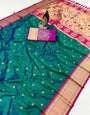 Impressive Rama Paithani Silk Saree With Nemesis Blouse Piece