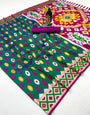 Imaginative Green Soft Banarasi Ikkat Saree With Fancifull Blouse Piece
