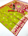 Demanding Parrot Soft Banarasi Ikkat Saree With Exquisite Blouse Piece