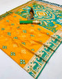 Jubilant Yellow Soft Banarasi Ikkat Saree With Amiable Blouse Piece