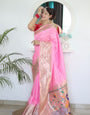 Alluring Baby Pink Paithani Silk Saree With Smart Blouse Piece